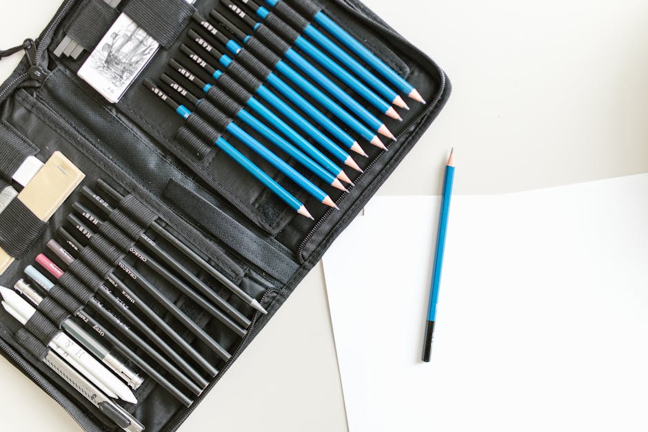 High-quality art supply kit with pencils and sketching tools ideal for artists and students.